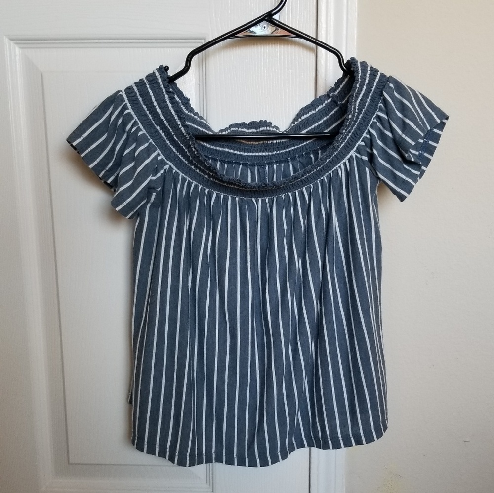 American Eagle Off The Shoulder Striped Tee